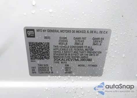 2021 GMC Terrain Awd Slt из США, поврежденный, VIN 3GKALVEV7ML390380